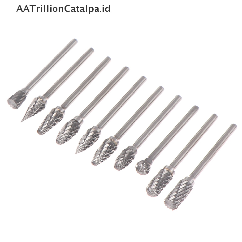 10 Pcs Kepala Pemotong Penggilingan Rotary File Polishing Bahan Tungsten Carbide Ukuran 3x6mm