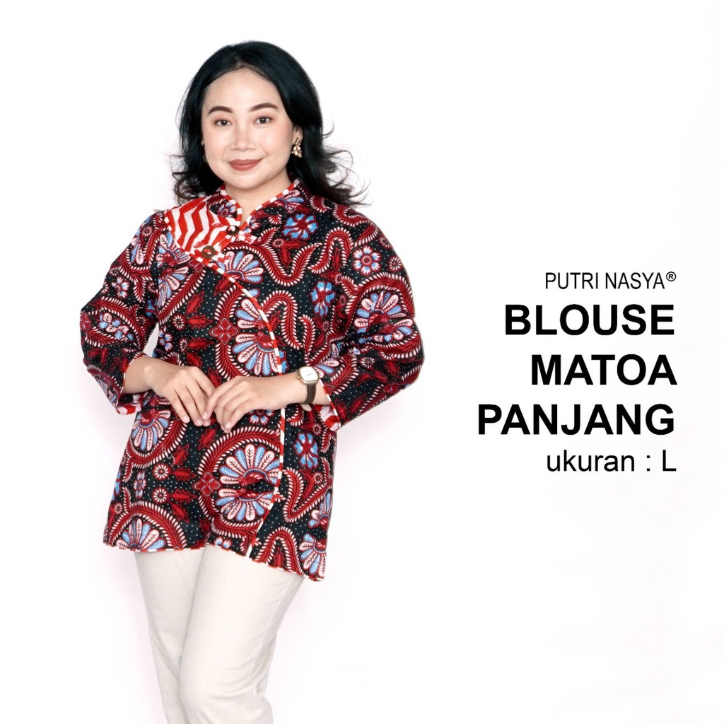 Blouse Big Size Wanita Atasan Batik Lengkap S-M-L-XL-2L-3L-4L-5L-6L-7L Model Blus Jumbo Kerja Batik / Pakaian Batik LD 140 Kekinian / Blus Kantor Kemeja Batik Wanita Model Seragam