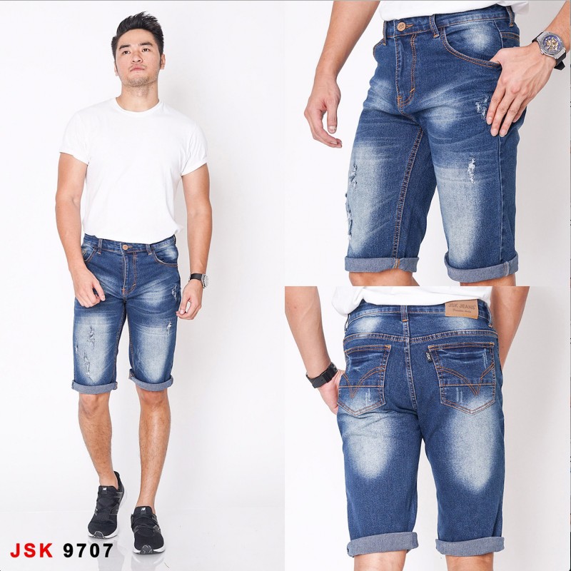 [SIZE 28-34] CALVIN 7/8 Short Pants Jeans - 4 WARNA / Celana Pendek Pria Bigsize