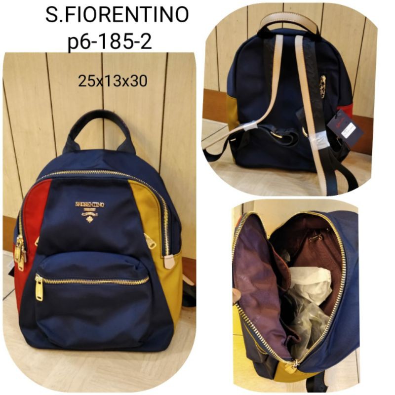 tas ransel wanita stylish s.fiorentino tas import tas ransel multifungsi  bahan kanvas motiv pelangi