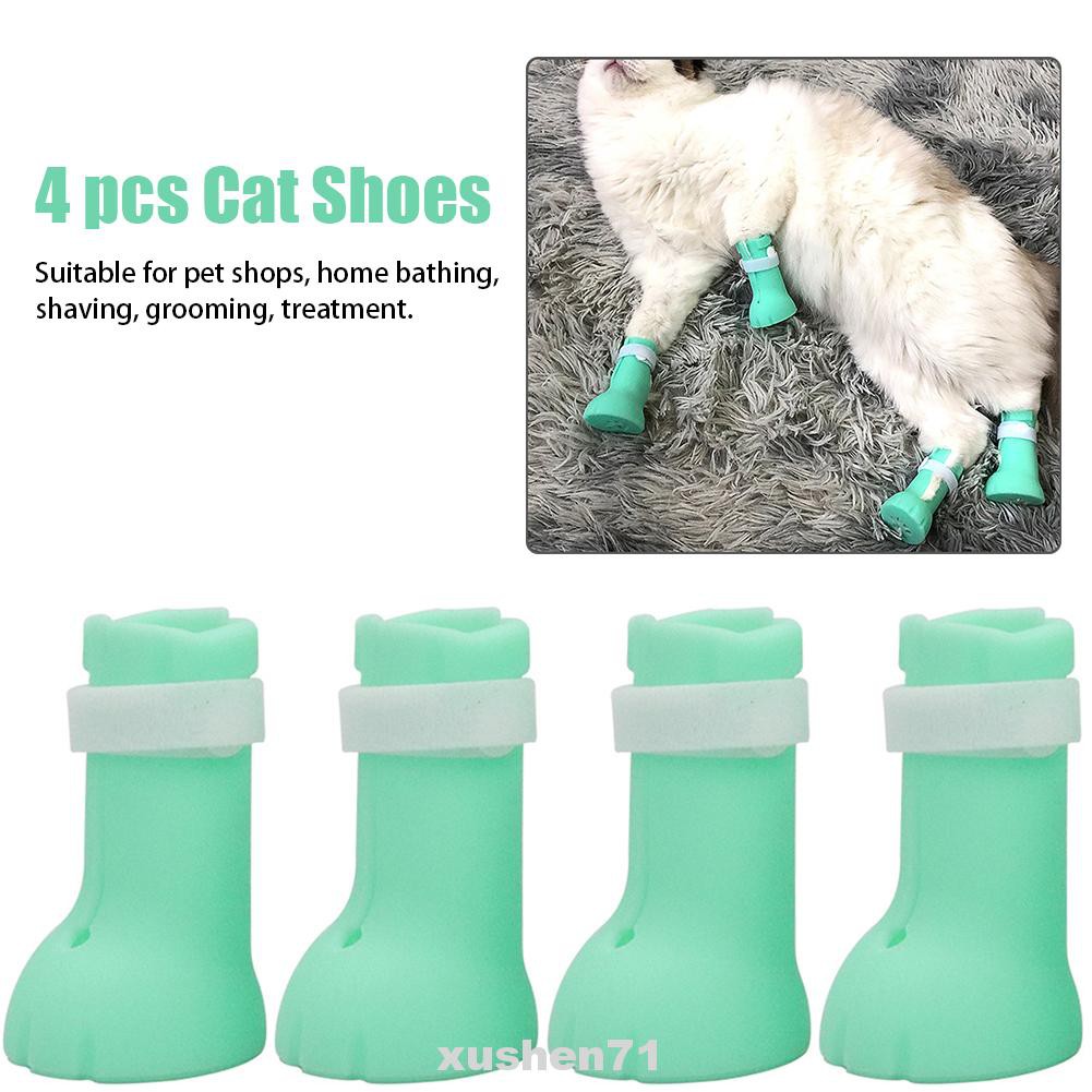 4pcs Set Silicone Anti Scratch Grooming Pet Accessories Shaving Paw Protection Cat Shoes Shopee Indonesia