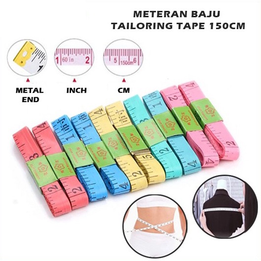 Meteran Baju Alat Ukur Badan Kain Tukang Jahit 150cm Pita Pengukur Mini Panjang Jarak Tinggi Tape