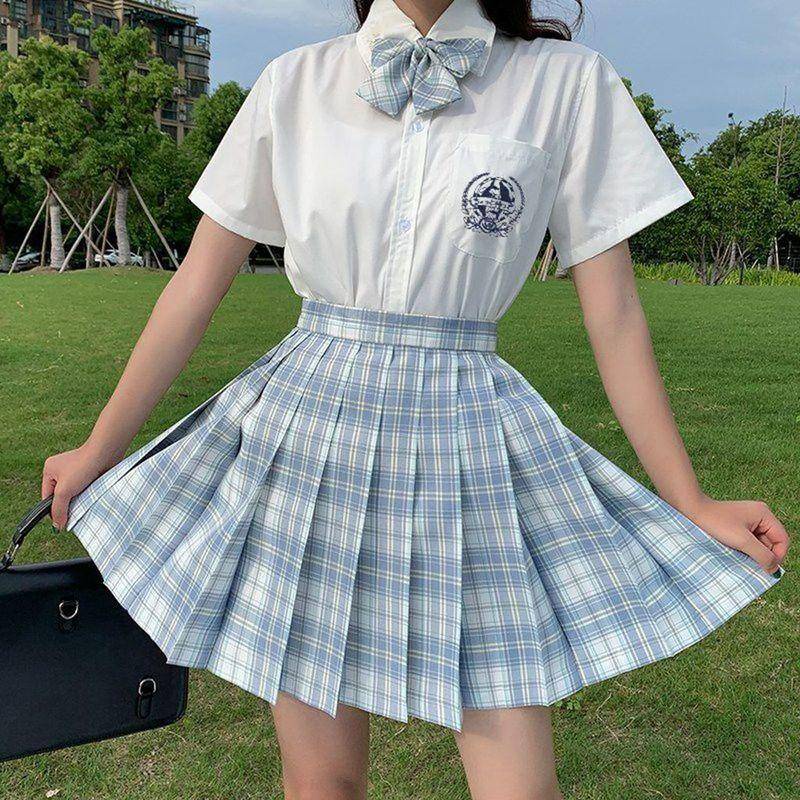 【Wetrose】Ready Stock Fashion JK Uniform Original Short Skirt Full College Style Student Suit Lattice Seragam Sekolah Jepang Seifuku Seragam Siswa Rok Set Musim Panas Musim Semi Party Comic Anime Event