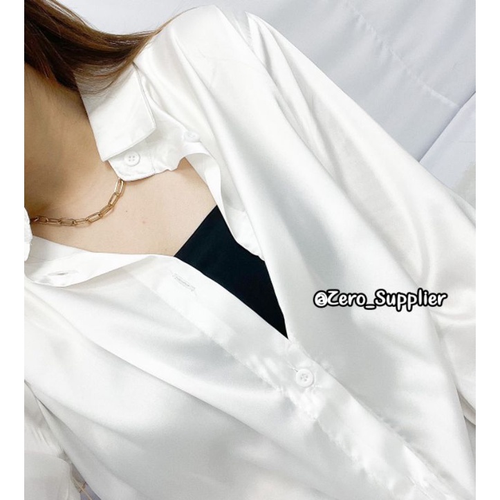 Zero~ 2520 Adella Silk Satin Plain Shirt//Atasan Kemeja &Blouse Wanita//Fashion Import-5