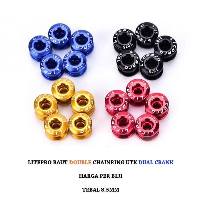 LITEPRO 1 Pcs DOUBLE Chainring Screw Bolt Baut Crank DUAL