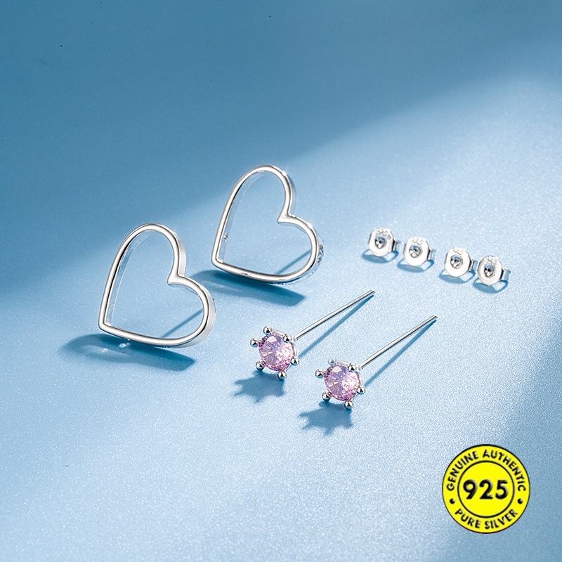 Anting Tusuk Bahan Alloy Warna Silver Dengan Batu Zircon Untuk Wanita