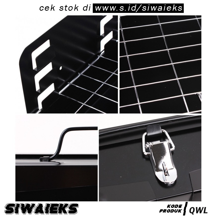 Grab Medan QWL Alat Panggang Arang BBQ Outdoor Grill Stove Foldable - HWSK77 Hitam