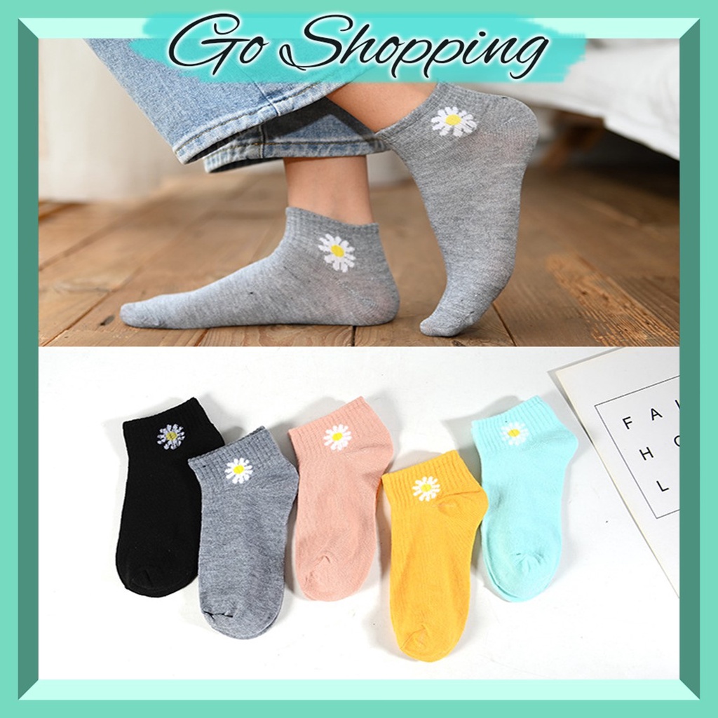 GO! KK605 Kaos Kaki Motif Bunga Daisy Cute Kaus Kaki Girl Korea Panjang Semata Kaki Import cod