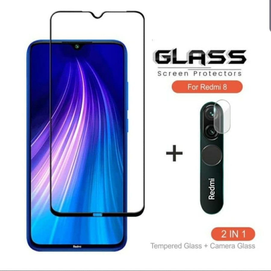 Tempered Glass 9D XIAOMI REDMI 8A + Tg Lensa Camera 2in1