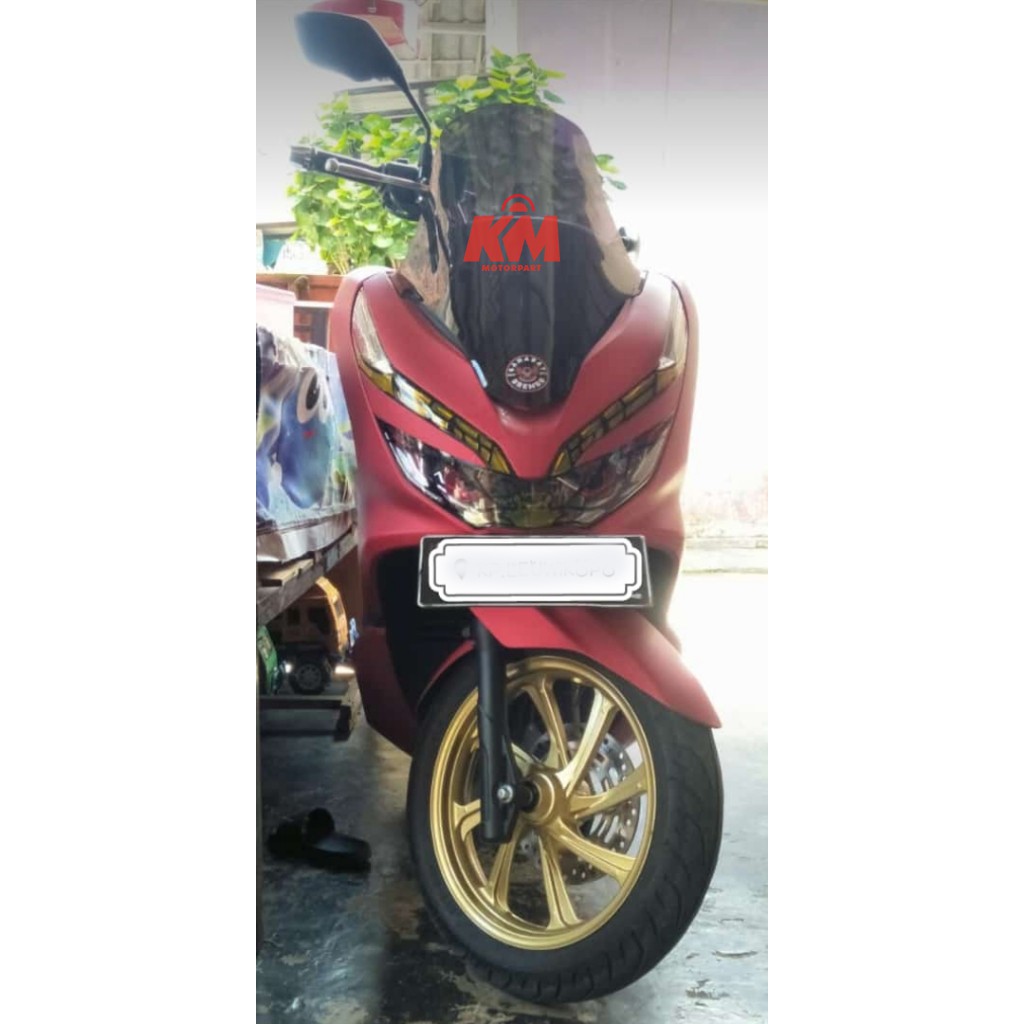 Visor Windshield Honda PCX Variasi Tinggi 54 cm Tebal 3mm Hitam dan Bening
