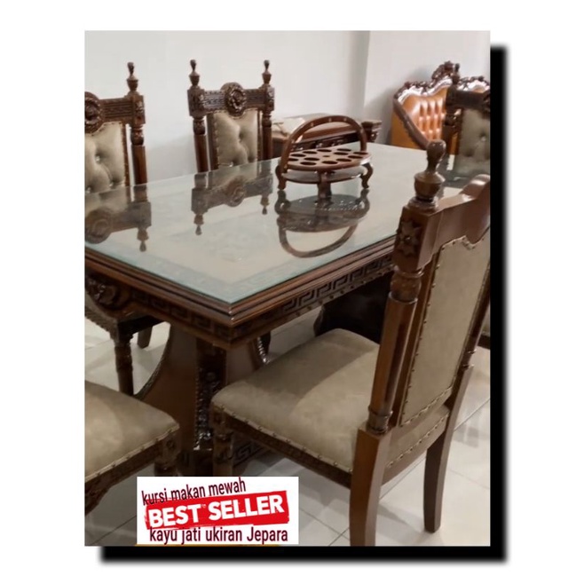 KURSI MAKAN MEWAH UKIRAN JEPARA SET MEJA MAKAN MEWAH KAYU JATI