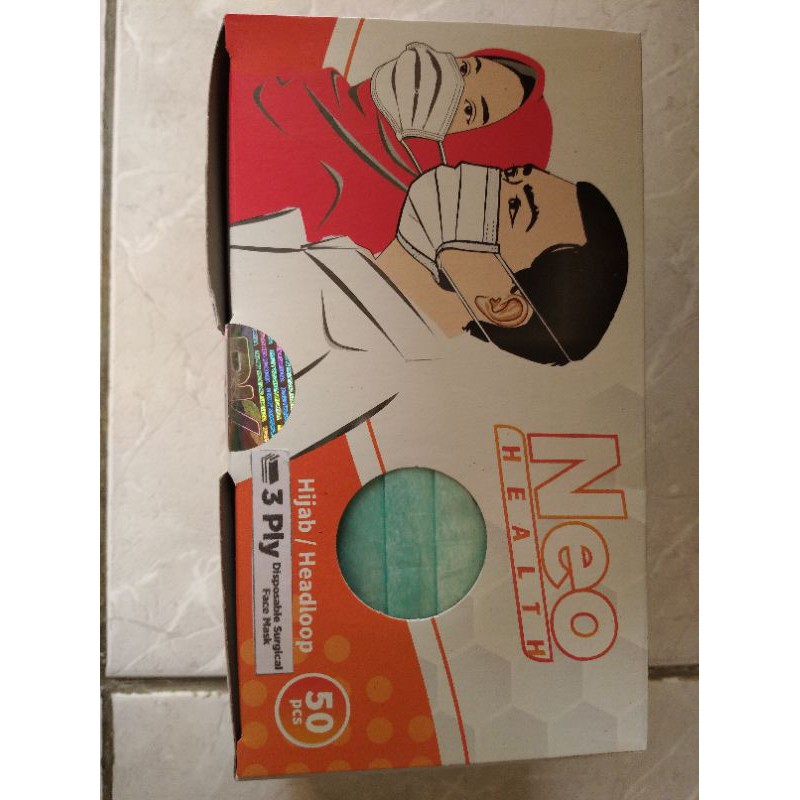 MASKER MEDIS JILBAB 3 PLY MERK NEO ISI 50PCS
