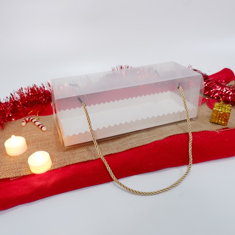 

box mika transparan handle / tali brownies 22x11x8 cm / 28x11x10 cm / 25x12x12 cm