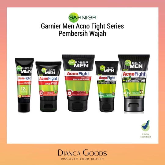 GARNIER MEN Acno Fight Series  - 20ml, 50ml, 100ml | Anti-Bacteria Brightening Foam / Anti-Acne Scru
