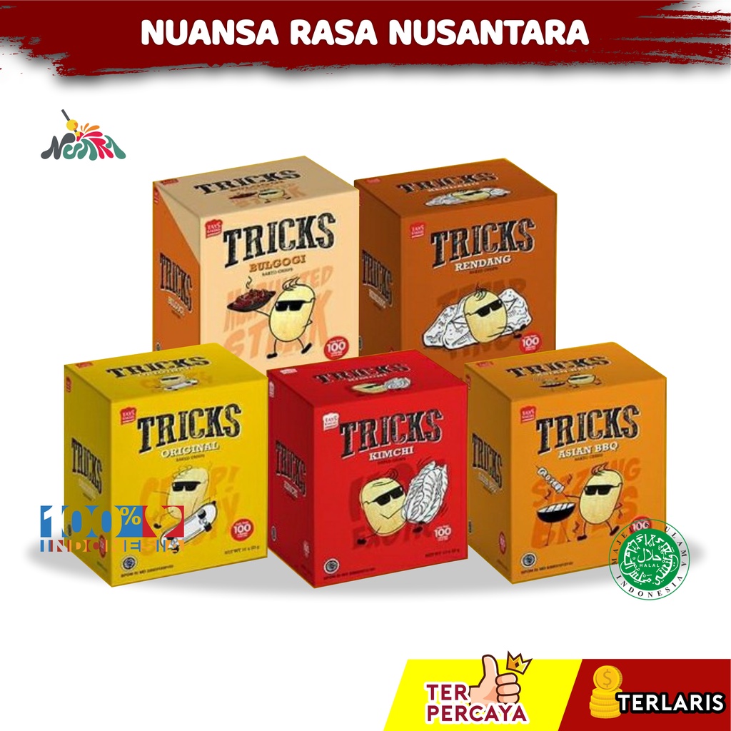 

[ TERLARIS & TERPERCAYA ] TRICKS - 1 Box Baked Chips Snack Keripik Kentang Kimchi Bulgogi Termurah 1