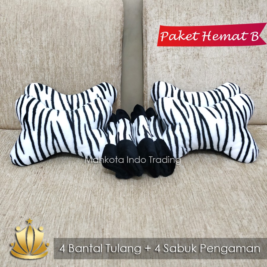 BANTAL MOBIL LORENG PUTIH / TEMPAT SAMPAH ZEBRA / AKSESORIS MOBIL ZEBRA PAKET HEMAT