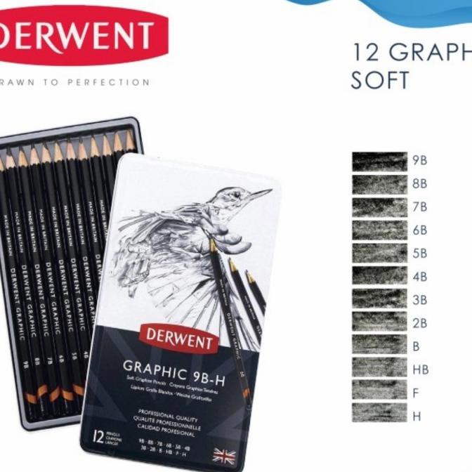 

PERALATAN MELUKIS DERWENT GRAPHIC PENCIL 12 PCS 9B - H ALAT LUKIS