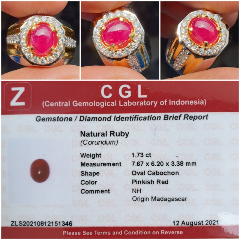 Natural Unheated Ruby No Heat Memo 1.73 crt