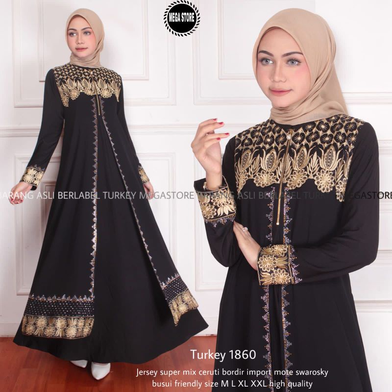 gamis turkey abaya ori gamis hitam abbaya
