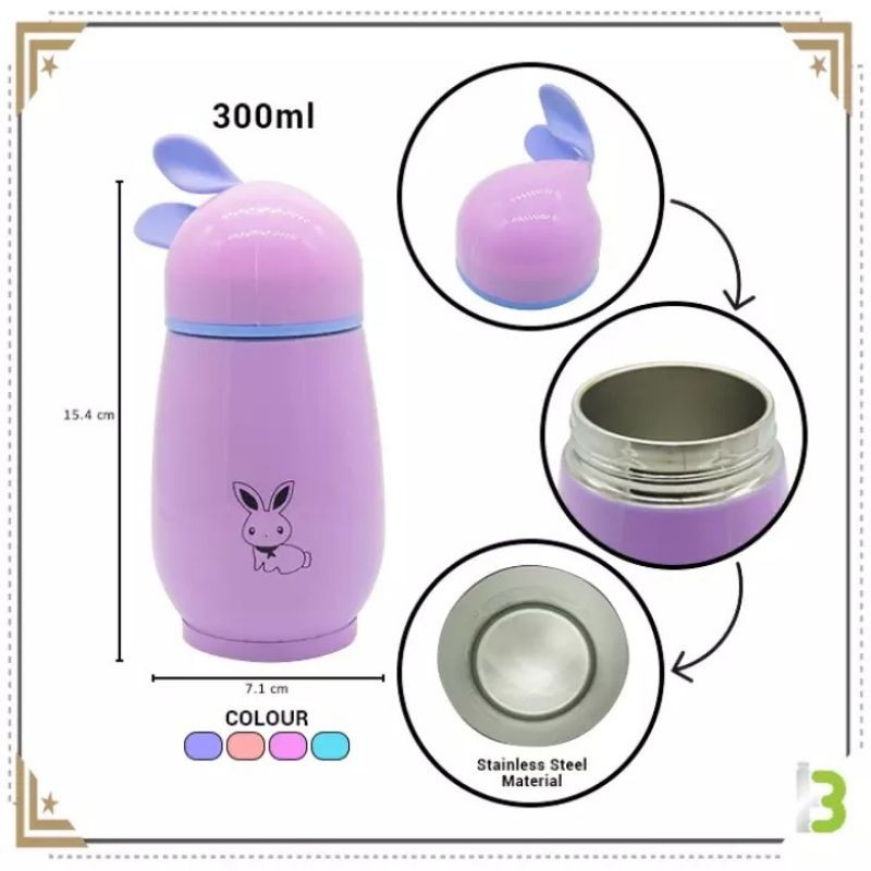 Termos Mini Karakter Kelinci / Botol Tempat Air Minum Stainless (PERABOTAN) TERMOS MINI 300 ML TERMOS BAYI AIR PANAS Termos bayi botol Minum Bayi stainless steel thermos panas