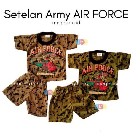 Setelan baju army AIR FORCE/baju doreng anak/baju army baju abri size XL LENGAN PENDEK