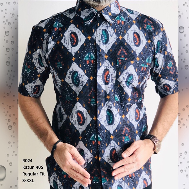 024 HEM KEMEJA BATIK PRIA REGULAR FIT LENGAN PENDEK RAYMOND