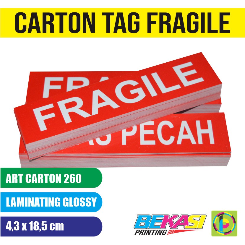 

CARTON TAG BOOKMARK / Pembatas Buku Model FRAGILE / AWAS PECAH Glossy & Tebal