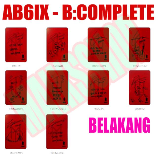 AB6IX B Complete Photocard Kpop