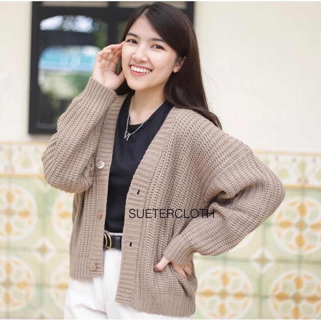 TokoMilkan Cardigan Crop Rajut Premium Arsy | Atasan Wanita Polos