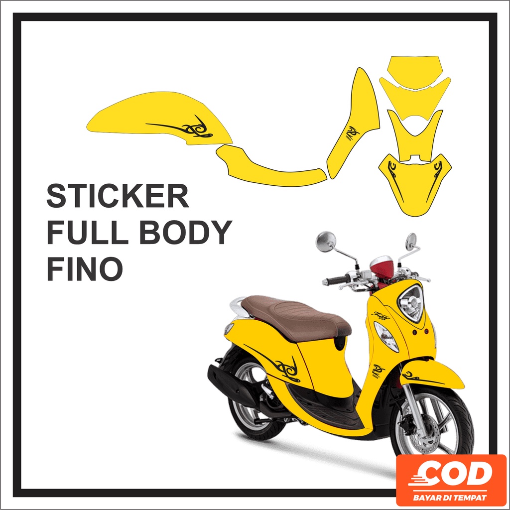 Stiker Decal Motor YAMAHA FINO Full Body Sticker FINO Motif Kuning Polos Keren Waterproof Bisa COD