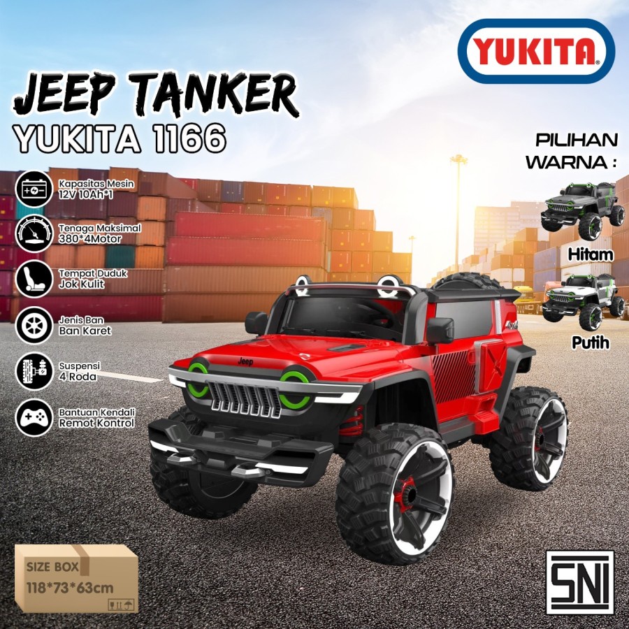 Mainan Anak Mobil Aki JEEP TANKER - YUKITA 1166 - Hitam