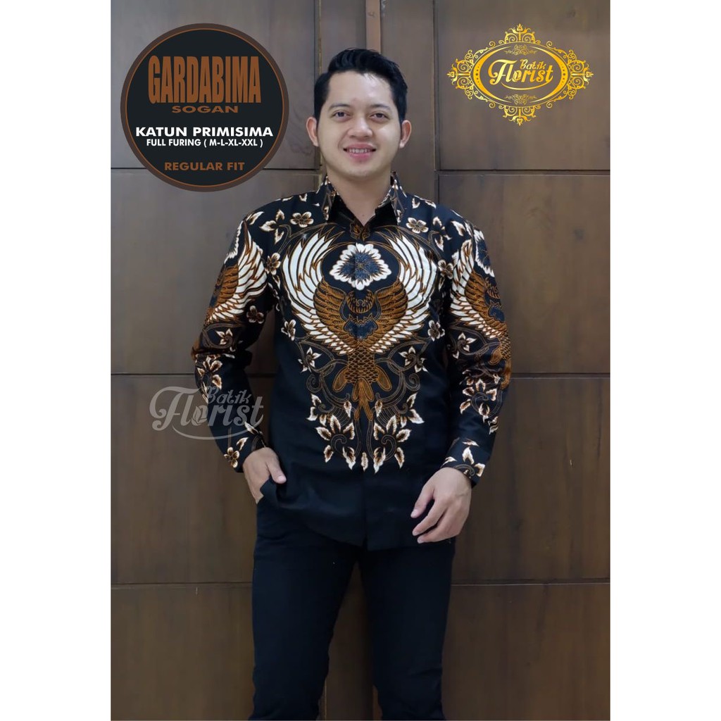 GARDABIMA kemeja batik pria lengan panjang terbaru modern ORIGINAL BY FLORIST