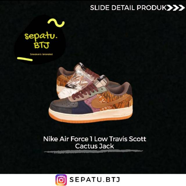 Sepatu sneakers murah nike air force 1 low travis scott