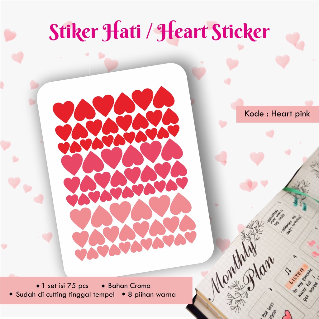 

[75 pcs] Stiker Hati Scrapbook / Heart / Journal / Deco Sticker