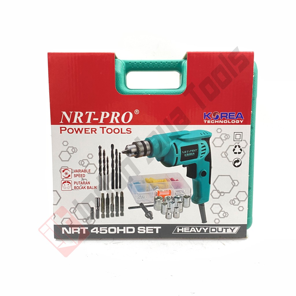 NRT-PRO KOPER 450 HD SET Mesin Bor 10 mm - Besi Kayu Variabel Speed