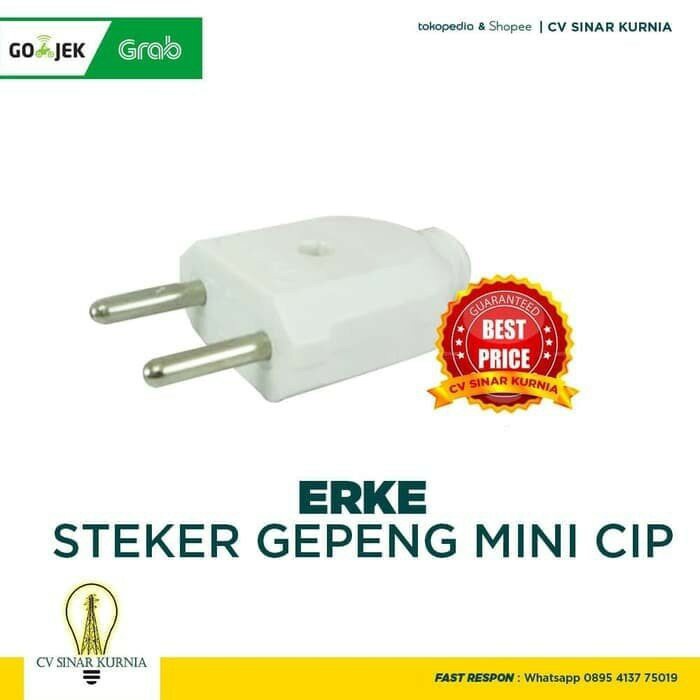 Steker mini jumbo / stecker gepeng mini putih krem colokan listrik / steker gepeng