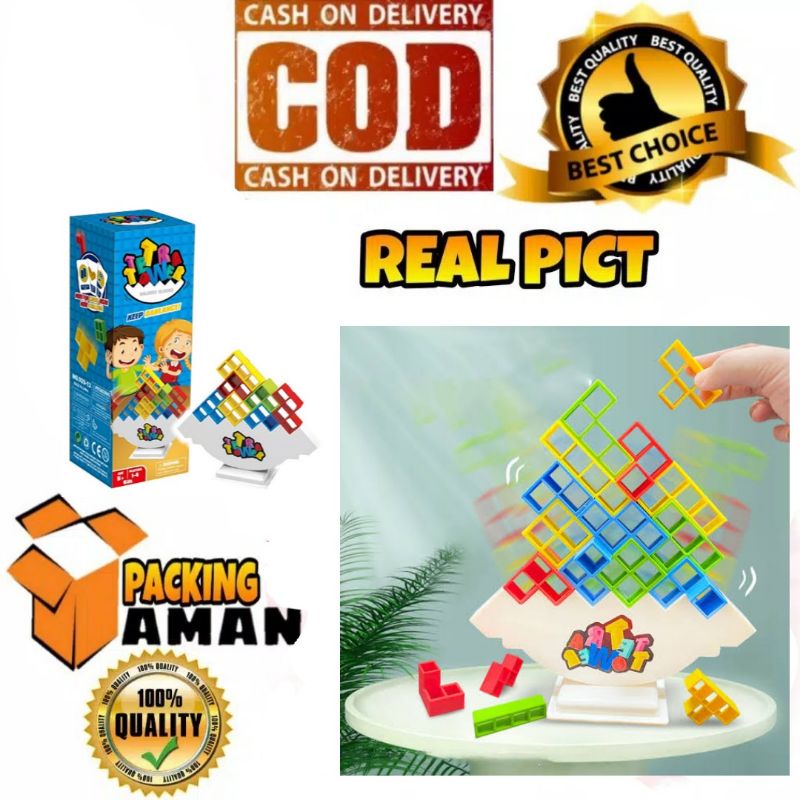 Mainan Tetris Tower/ Tetra Tower /Mainan Interaksi Anak dan Dewasa/ Balance Game