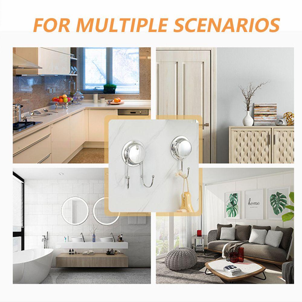 Populer Single/Double Hang Hook Dapur&amp;Kamar Mandi Vacuum Sucker Tempat Penyimpanan Gantungan Dinding