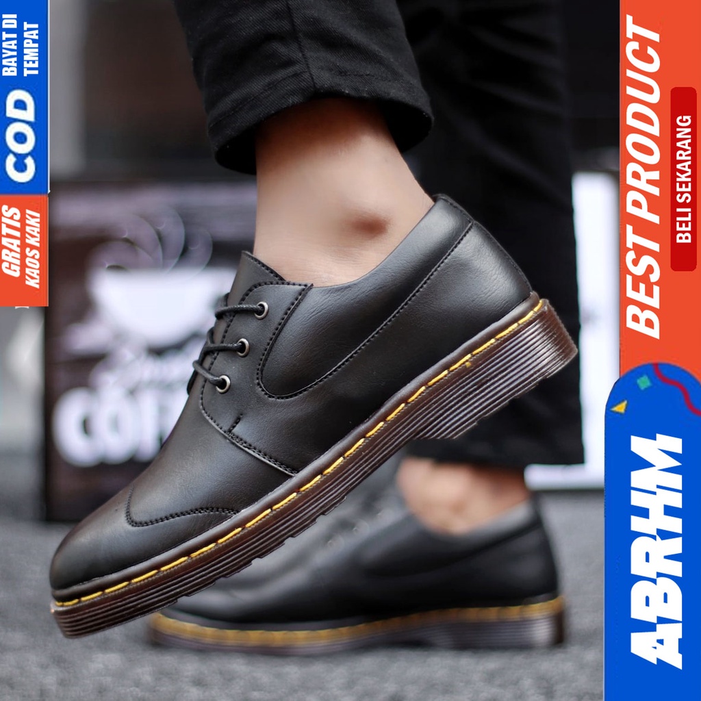 Abrhm Matto - Sepatu Formal Pantofel Pria Kerja Hitam