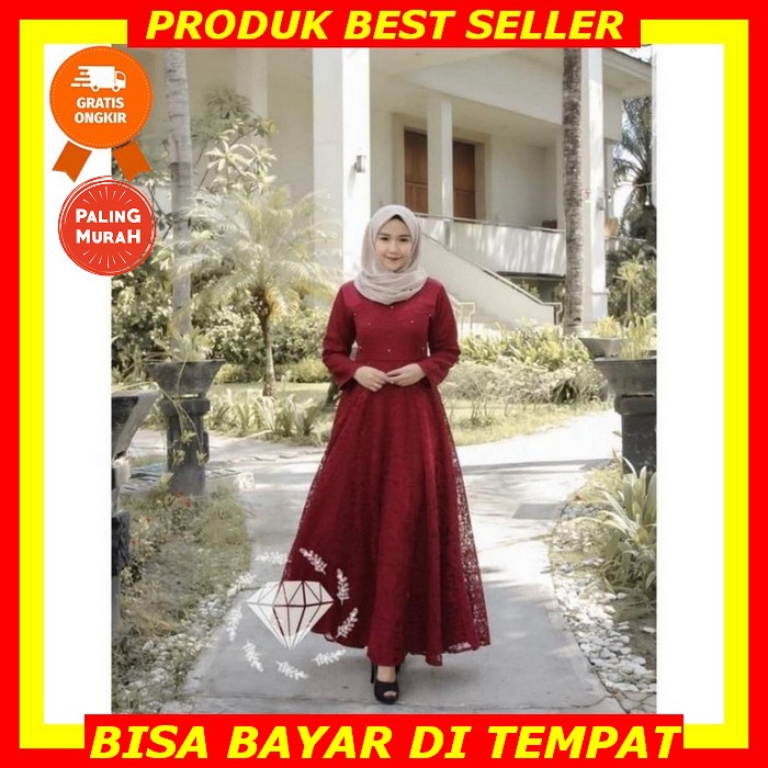Cod Gamis Brukat/Gamis Princes Brukat/Gamis Terbaru 2022/Gamis Lebaran/Gamis Keren/Gamis Brukat Keki