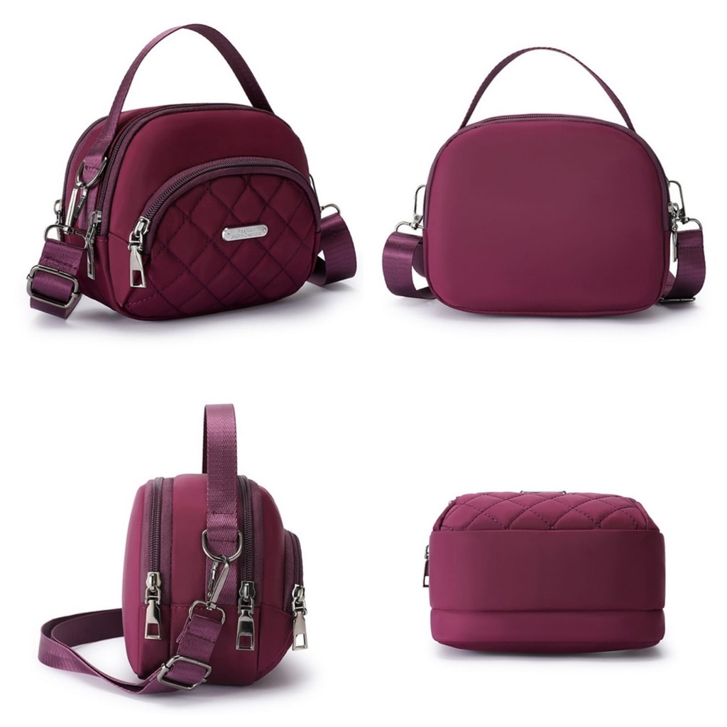 TAS SELEMPANG WANITA 3 RESLETING ANTI AIR UNGU KECIL IMPORT SLING BAG KOREA PREMIUM TA590P5 DENCE REMAJA KEKINIAN CEWEK MURAH BRANDED BATAM