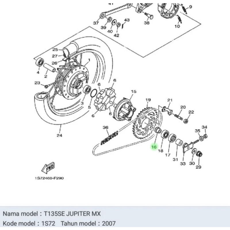 COLLAR BOSH NAP GEAR FIZR JUPITER Z JUPITER  MX VEGA R ZR LEXAM ASLI ORI YAMAHA 90387 127Y0