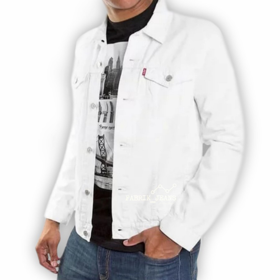 Jaket  ginal Dewasa Pria Keren Best seller Murah Jeans (PROMO)JAKET LEVIS PRIA PUTIH / JAKET JEANS L