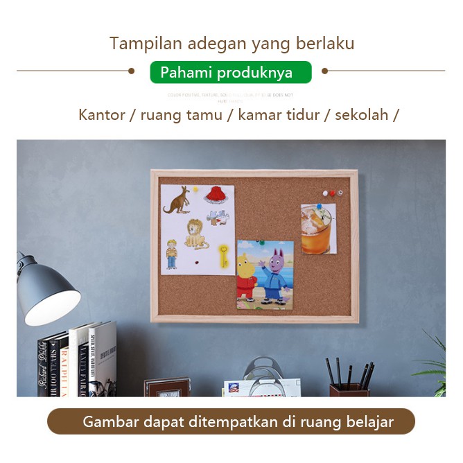 Message board /wind wooden cork board - pin board - papan tempel kayu