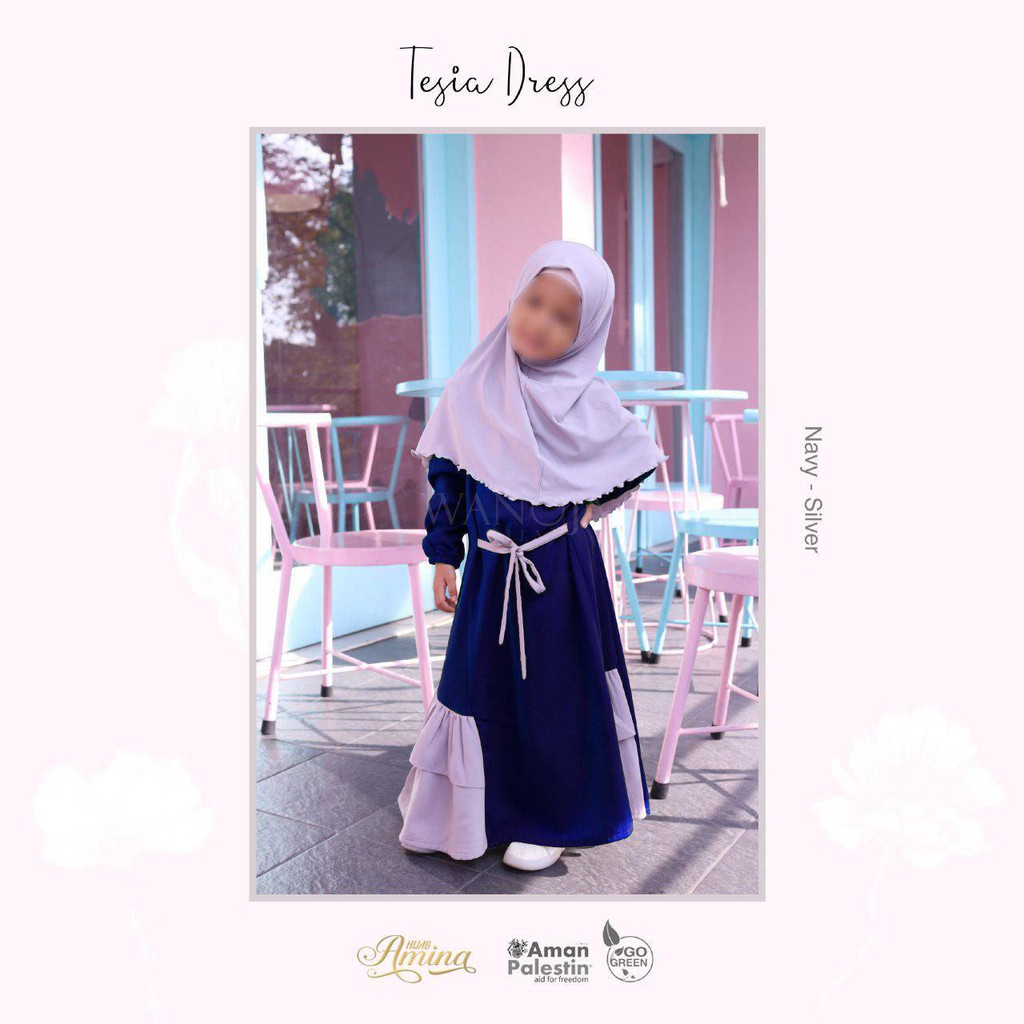 GAMIS TESIA ANAK NAVY - SILVER BY WANOJA