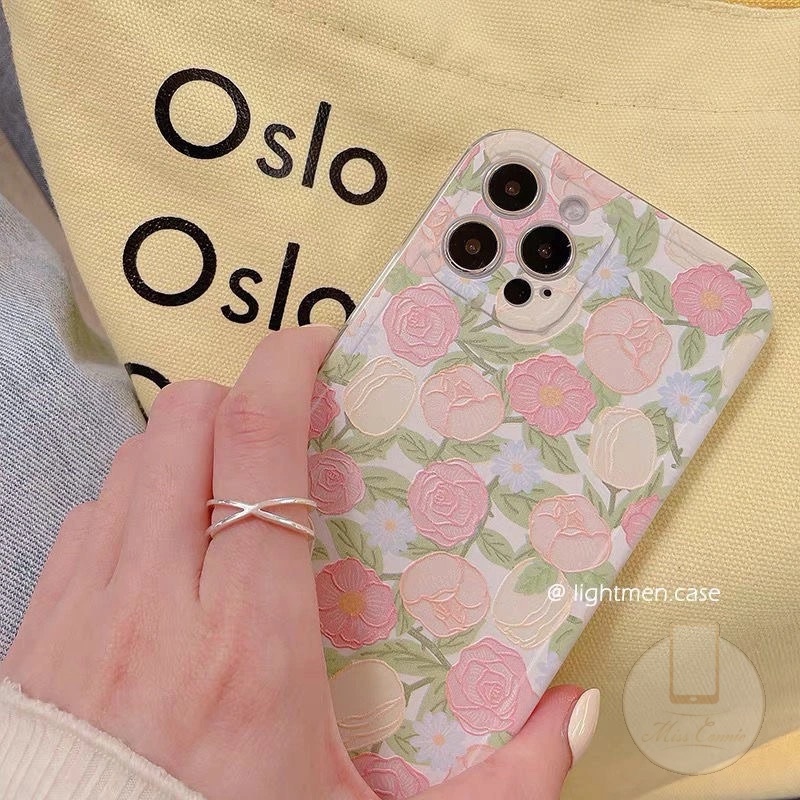 Casing Softcase Tpu Iphone 11 12 Pro Max 6 6s 7 8 Plus Xr Xs Max X 11 Pro Max Motif Bunga Mawar Pink