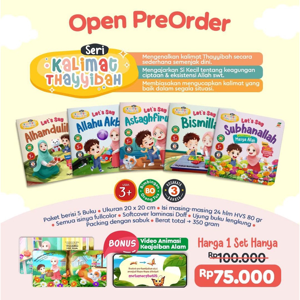 1 Set Buku Cerita Anak : Kalimah Thayyibah (5 buku)