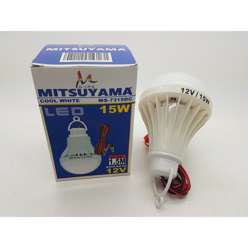 Lampu Led DC 12v MITSUYAMA 15w - Model Lansung Jepit ke Baterai / aki