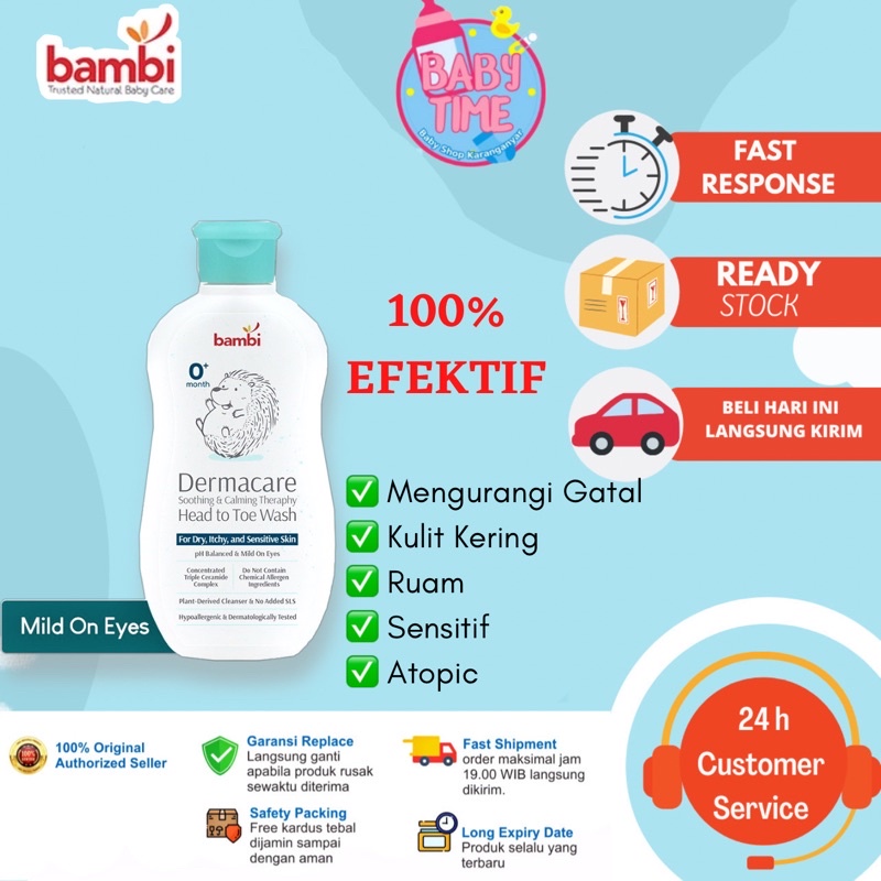 Bambi Sabun Bayi / Head to Toe Wash Sensitif Eksim Ruam Kemerahan Baby Dermacare Daily Soothing &amp; Calming Therapy Head to Toe Wash Bambi Sabun Shampo Bayi Kulit Sensitif