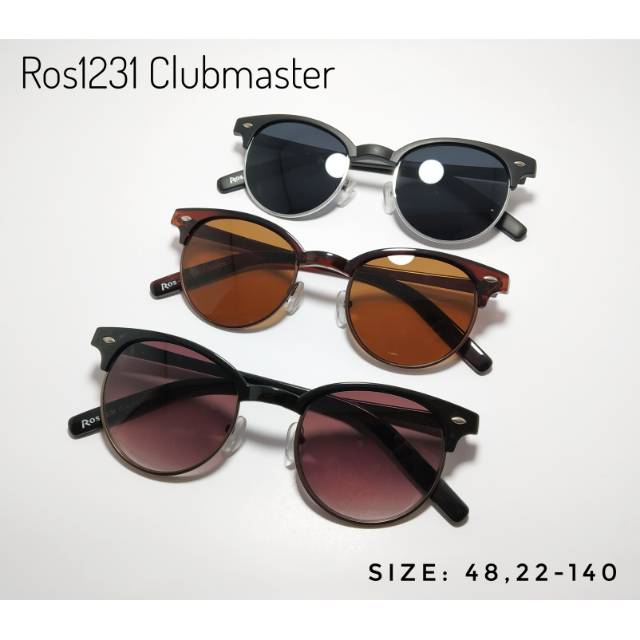 Kacamata Hitam Gaya Fashion retro vintage Classic pria wanita Ros1231 Clubmaster